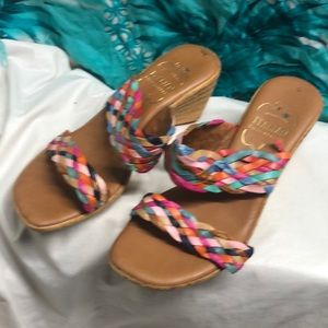 Made in Italy Italian shoemakers wedge sandals 6.5 Tina